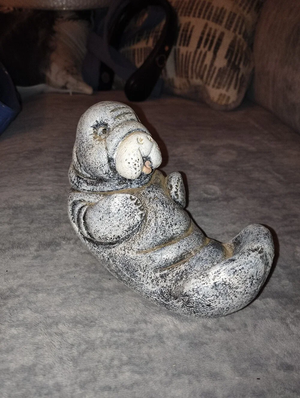 Decorative Gray Manatee Figurine for Small Pet Areas